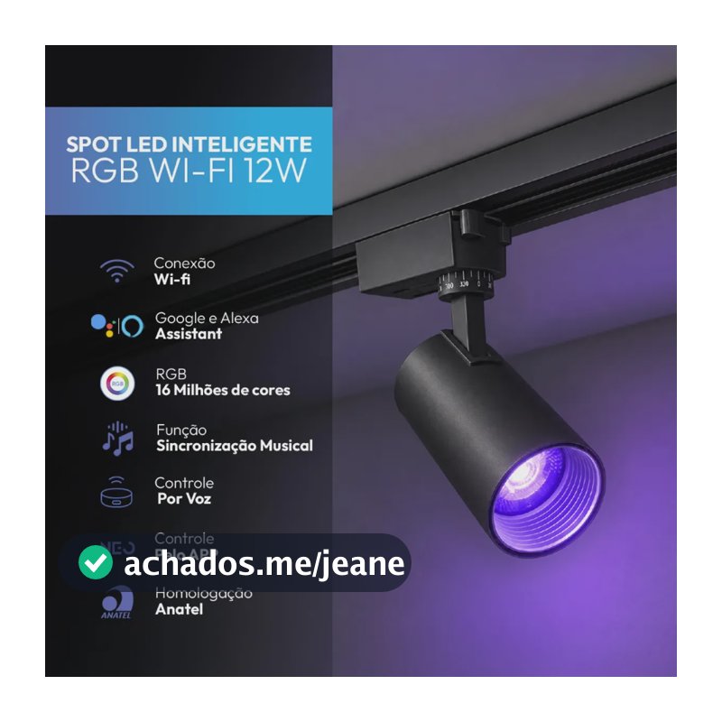 Spot Led Trilho Smart 12w Rgb Colorido Bivolt Pf Neo Avant Preto
