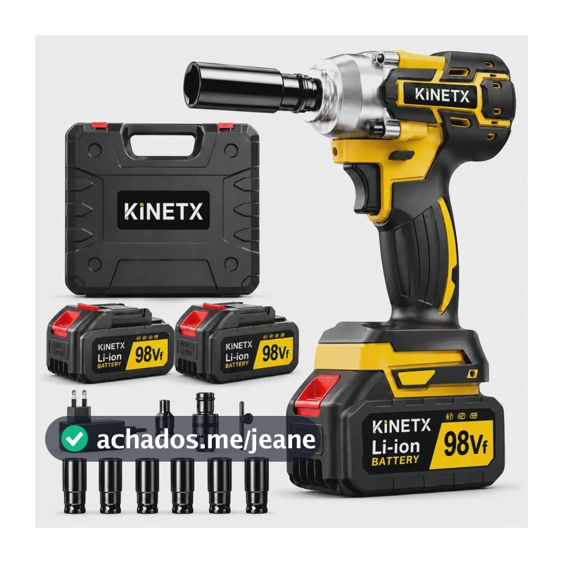 Chave De Impacto Brushless 880nm Kinetx 98vf Com 2 Baterias Amarelo 127/220v