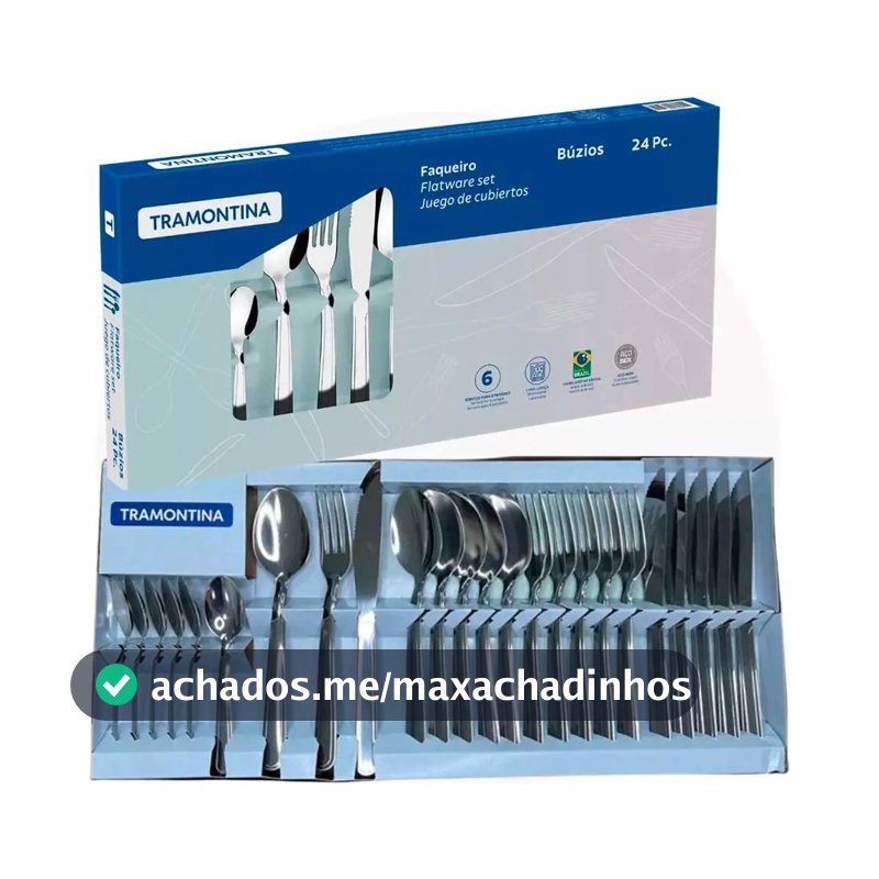 Jogo Talheres Faqueiro Tramontina Aço Inox 24 Peças Buzios I