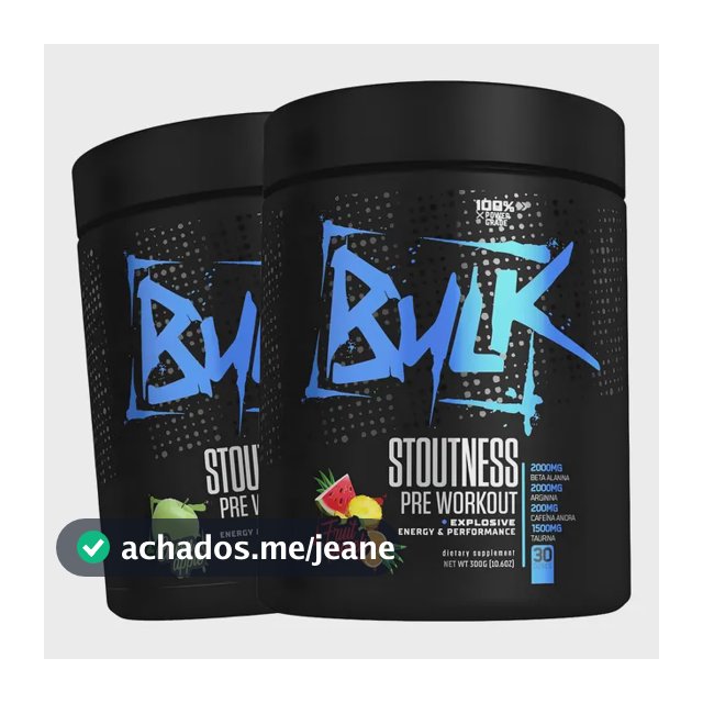 Kit 2x Pré Treino Bulk Nutrition Stoutness 300g Maçã E Frutas