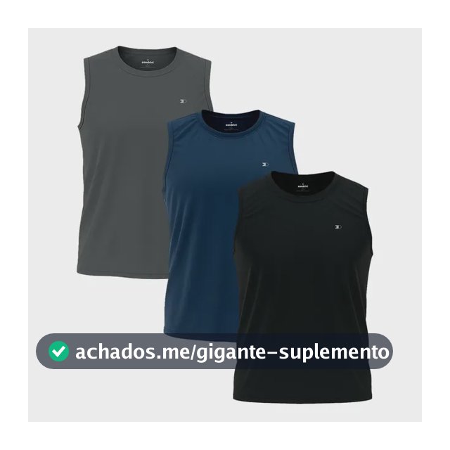 Kit 3 Regata Dry-fit Lisa Masculina Sandrini Academia Casual