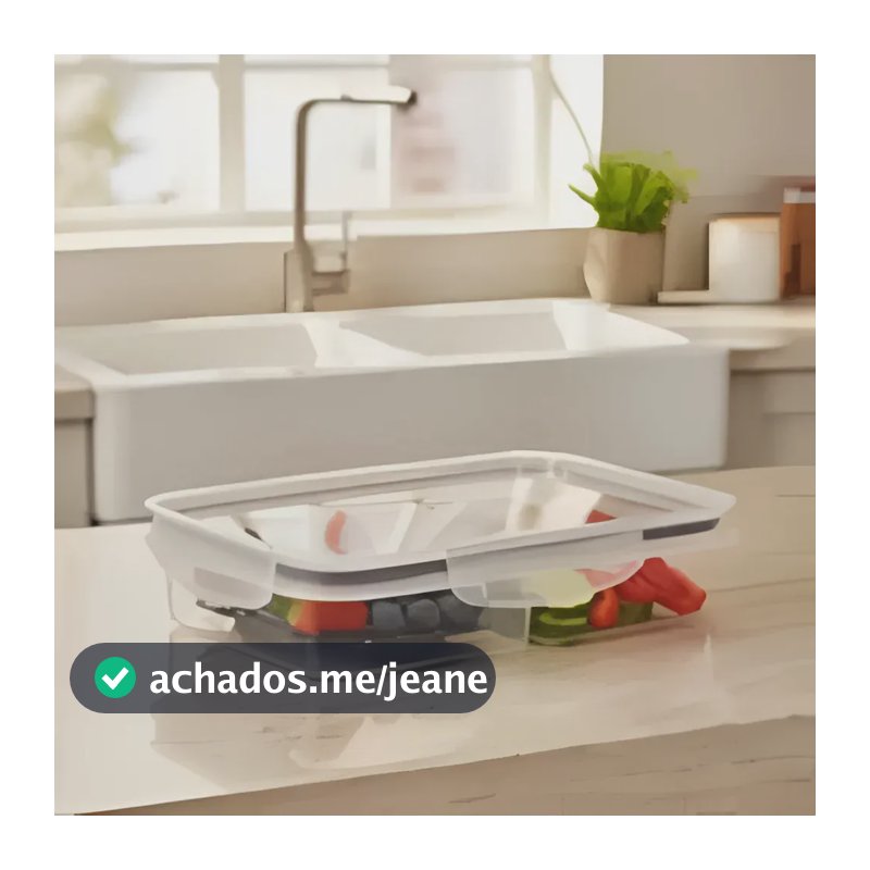 Pote Hermético Porta Frios Com Escorredor Tampa Com Travas 2 Divisórias Plasútil Cor Transparente Para Presunto Queijo Muçarela