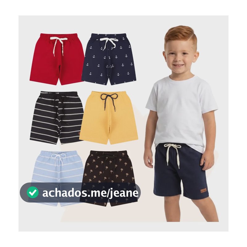 Kit 5 Bermuda Infantil Menino Moletinho Algodão Shorts Verão Multicolorido 8