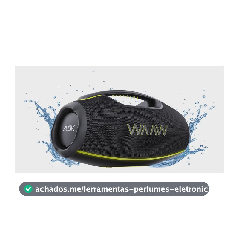 Caixa de Som Boombox Waaw by Alok Hyperboom 1000 Bluetooth À Prova d'Água 180W RMS Até 12h de Autonomia