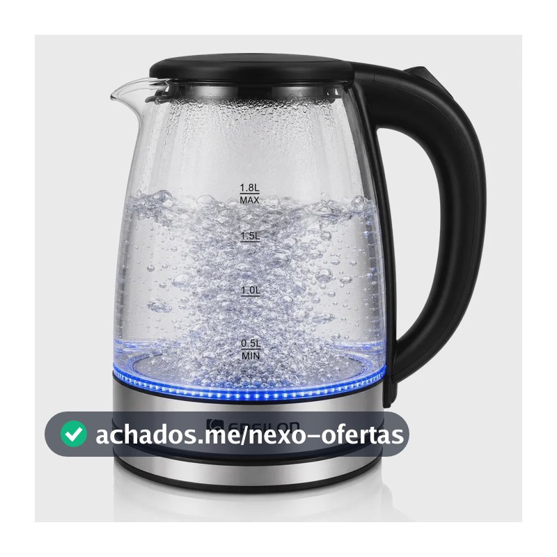 Chaleira eletrica vidro Epsilon Eps-2906 esquentar agua leite 1,8L jarra