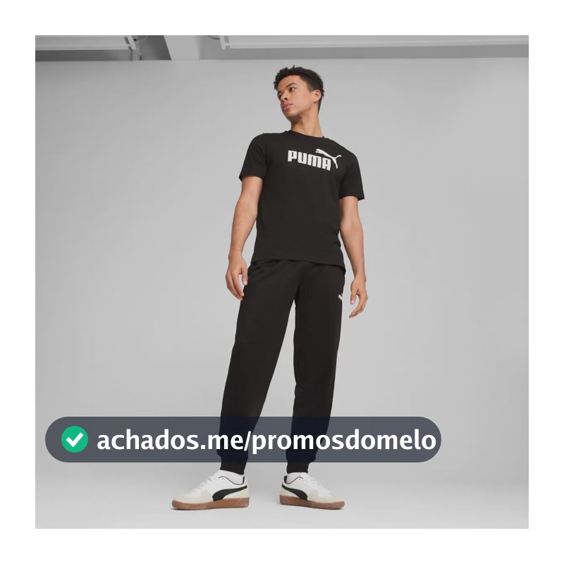 Camiseta Masculina Ess Logo Tee  Puma Puma Black Liso Gg