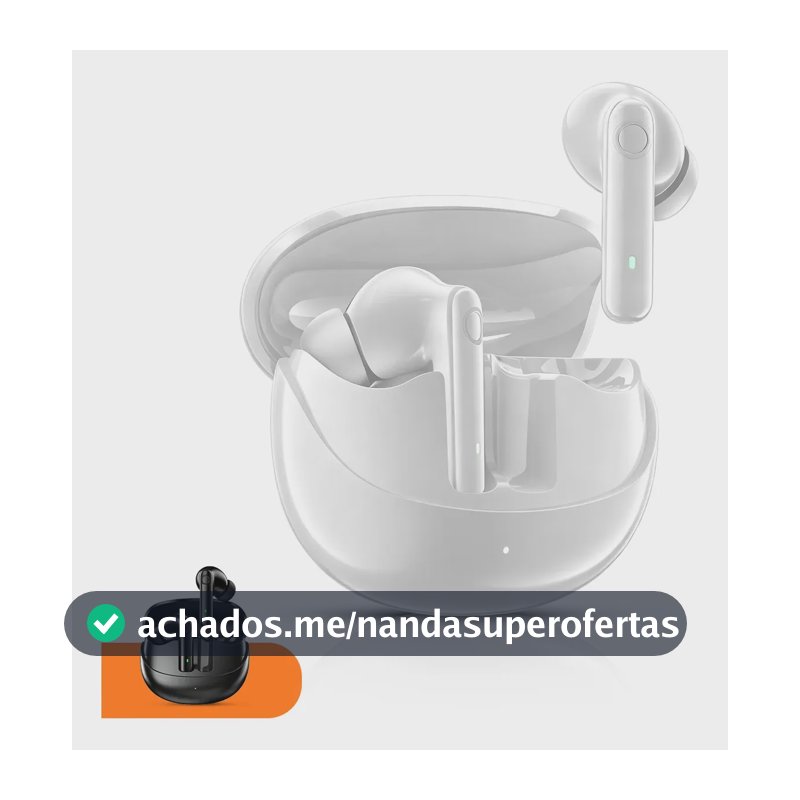 Fone de Ouvido Sem Fio Bluetooth 5.4 IPX5 Tws Anc In-ear Bateria De 20 Horas De Duração 50h Em Standby Cor Branco Inova