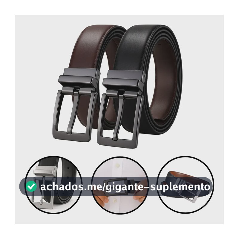 Cinto Masculino Couro Dupla Face 2 Em 1 Preto Marrom Social Preto/marrom 120 Cm