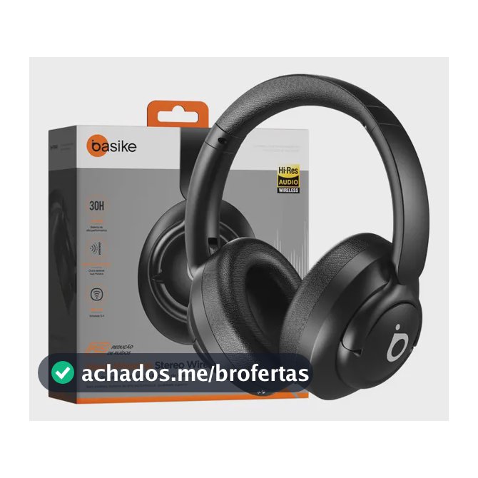 Fone de Ouvido Bluetooth Basike com Cancelamento de Ruído e Microfone para Chamadas – Bateria de 30 Horas