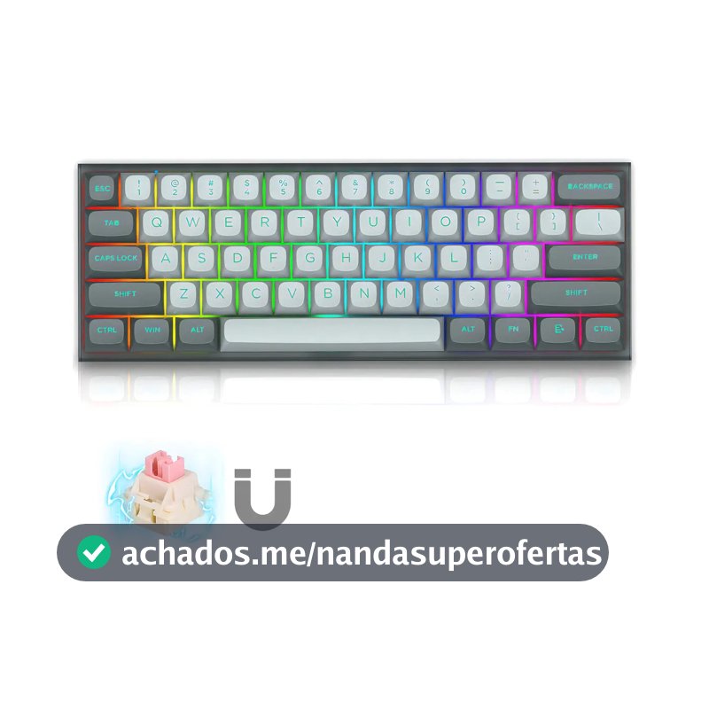 Teclado Mecânico E-yooso Hz61 Rgb 8000Hz Qwerty Switch Magnético Branco/cinza Inglês Us