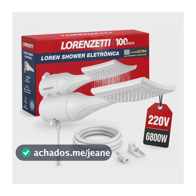 Chuveiro Ducha Lorenzetti Loren Shower Eletrônico Branco 6800w 220V