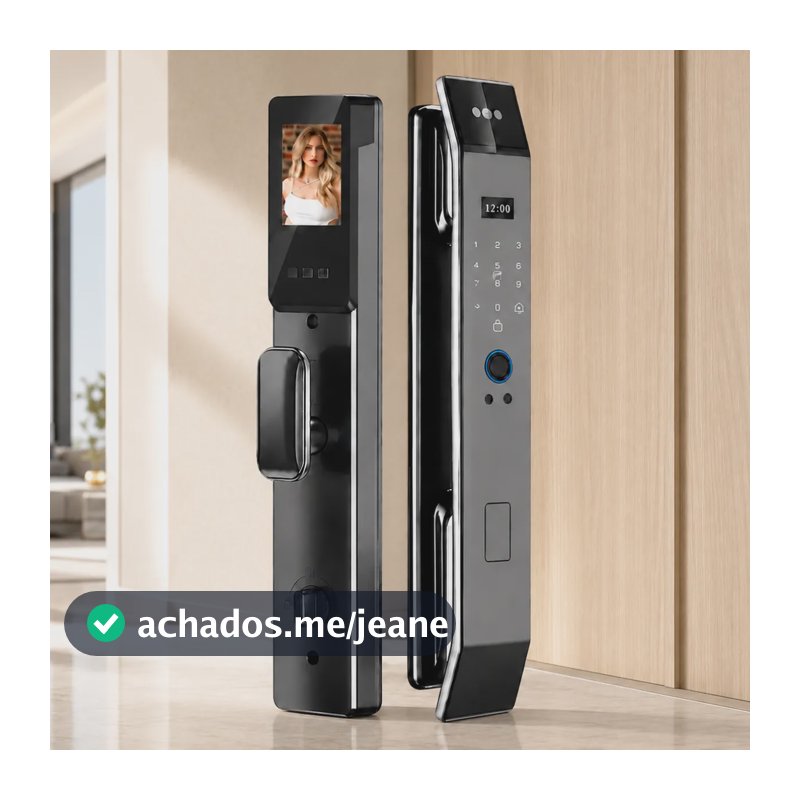 Fechadura Eletrônica Com Biometria Touch Senha Facial Chave Aleatória