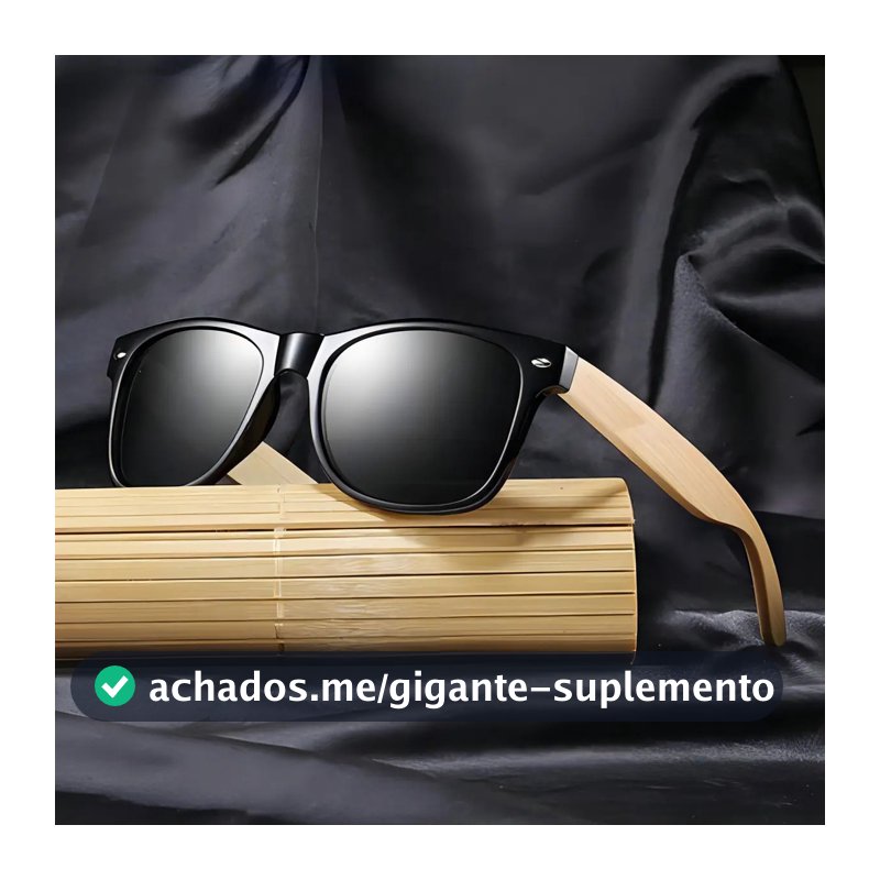 Óculos De Sol Quadrado Doxa Bambu com Proteção UV Cinza-escuro