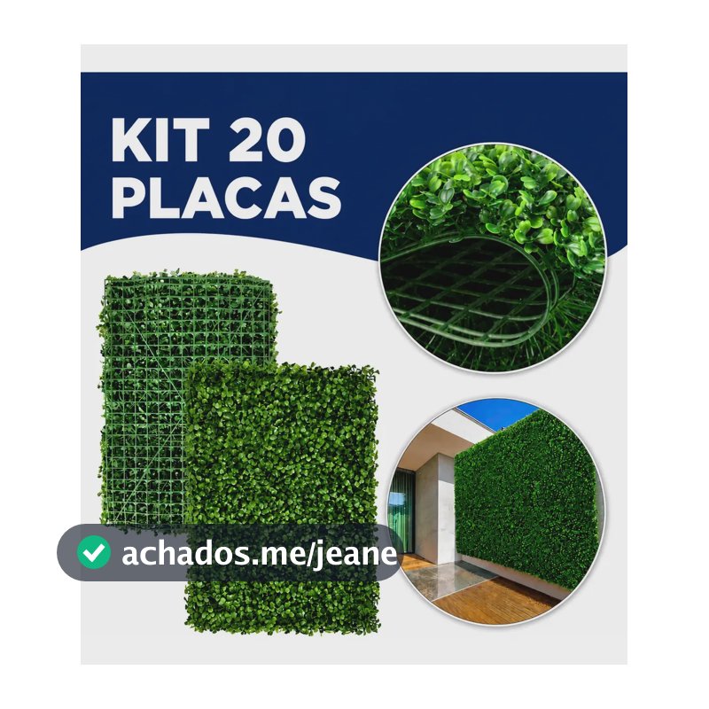 Kit 20 Jardim Vertical Artificial Buchinho Verde Muro Inglês 40x60cm Marca Registrada Vital Decor