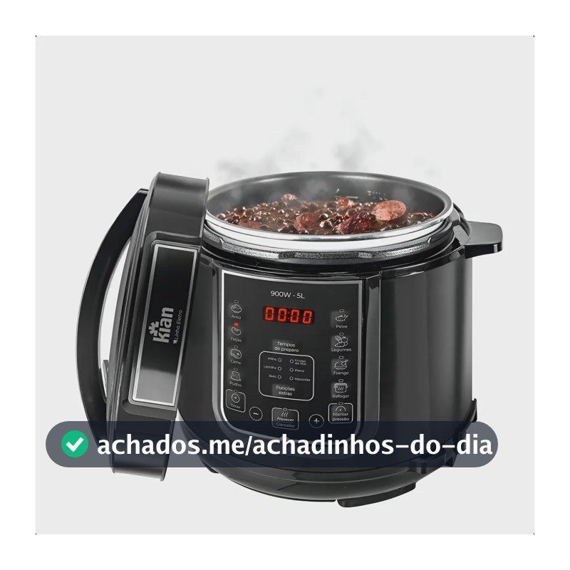 Panela De Pressão Elétrica 5 Litros Aço Inox Preto Multifuncional Kian Ppe 101
