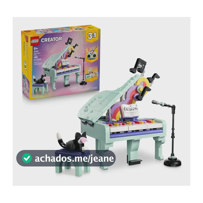 LEGO Creator 3 em 1 Decoração Musical de Piano com Gato 31392; Brinquedo para montar com 3 opções de construção diferentes com as mesmas peças; Ideia de presente Dia das crianças; 9+