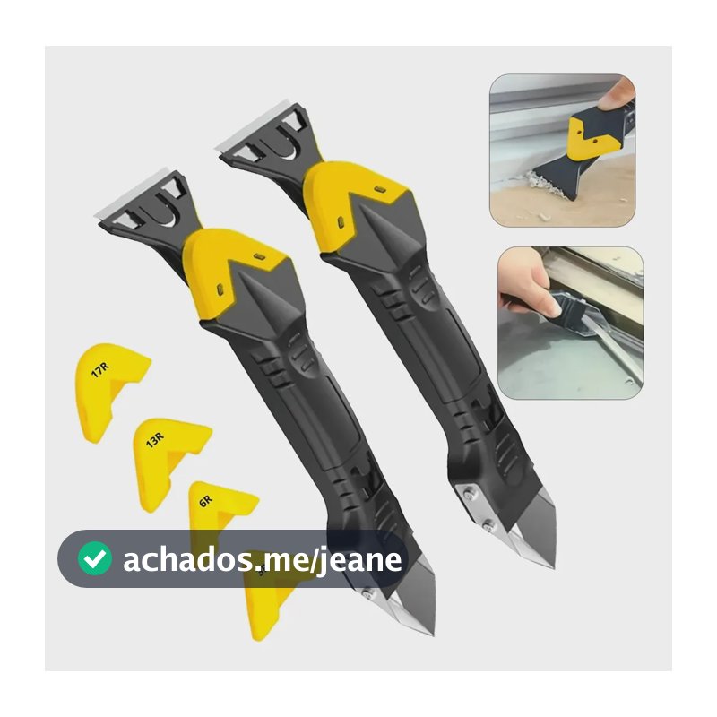 Espátula Rejunte Raspador Calafetagem Silicone 3 Em 1 Preto-amarelado 2pcs
