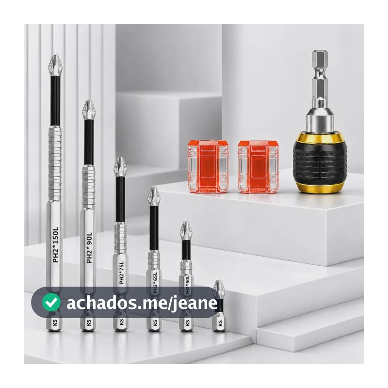Kit 6 Ponta Bits Magnéticas K5 Ph2 Parafusadeira，Inclui 1 adaptador e 2 magnetizadores.