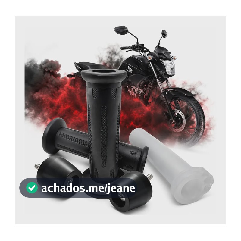 Kit Manopla Bmw Gs +peso Guidão Preto Cg Titan Fan Start 160 Preto