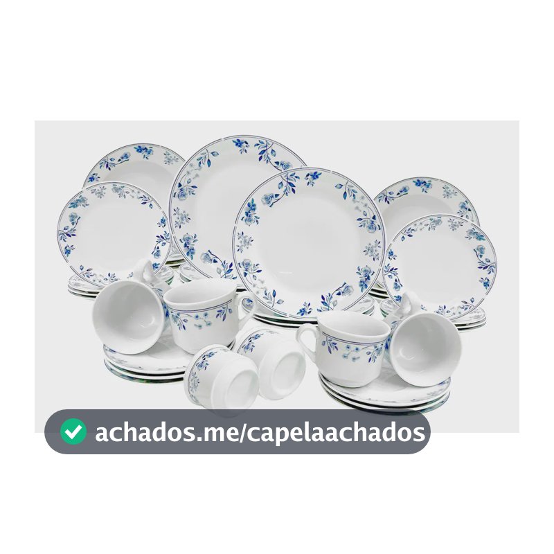 Aparelho De Jantar Mayara Em Porcelana 40 Peças Cor Branco E Azul Hauskraft