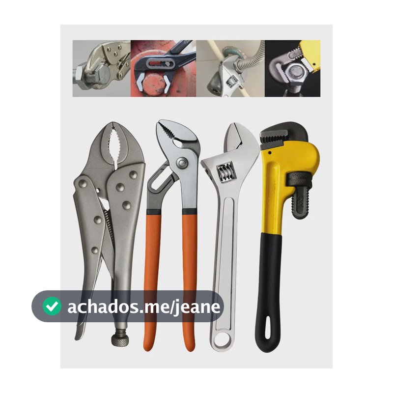 Kit Ferramenta Chave Inglesa Alicate Pressão Bomba Grifo Prateado