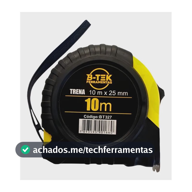 Trena Profissional 10 Metros Aço Emborrachada 25mm Com Trava B-Tek