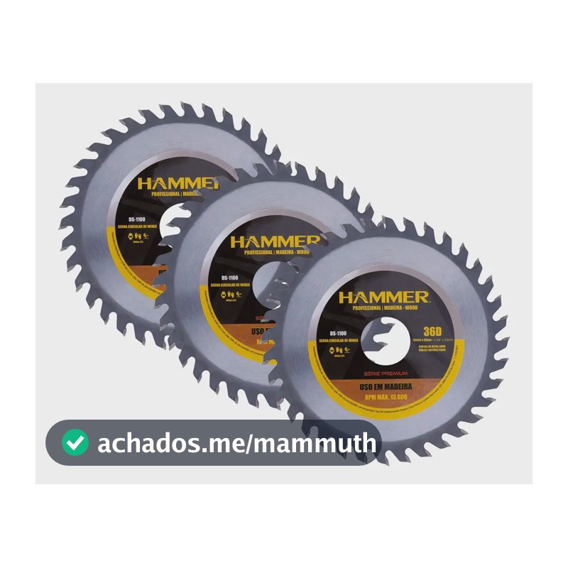 Kit 3 Peças Disco Serra Circular Hammer 4.3/8 X 36d