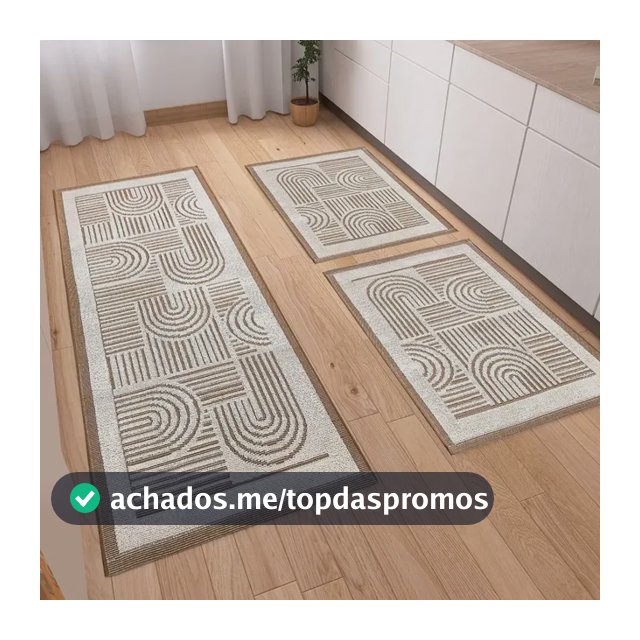 Kit Tapetes Passadeira 3 Peças Linea Luxo Tear Para Cozinha