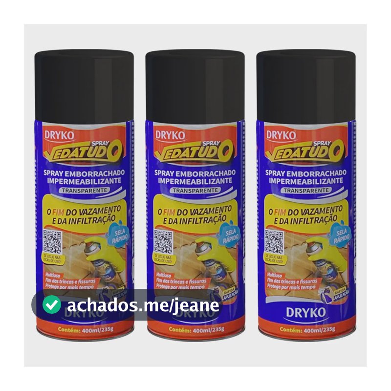 Kit 3 Spray Impermeabilizante Emborrachado Vedatudo 400ml Preto