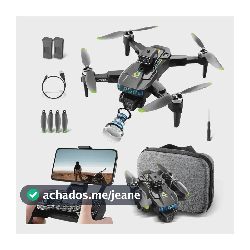 Drone Profissional Xt505 Dual Cam 4k 2 Baterias Brushless Preto