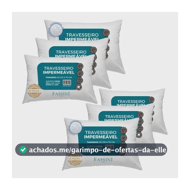 Kit 6 Travesseiros Antialérgico Impermeável 50x70 Lavável  Branco