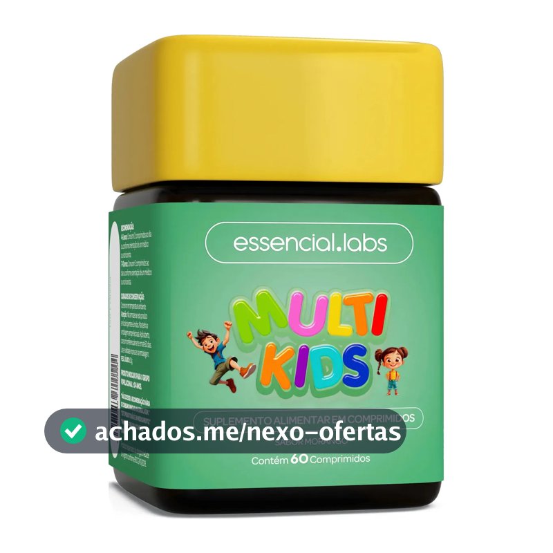 MULTIVITAMÍNICO de A a Zinco KIDS / INFANTIL Sabor Morango - Fórmula Exclusiva com Máxima Concentração e Pureza - 60 Comprimidos Mastigáveis
