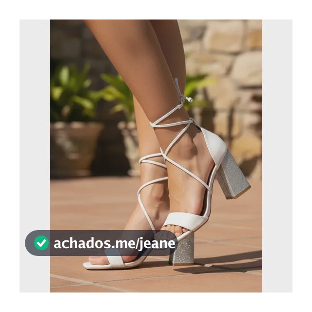 Sandália Feminina Brilho Strass Salto Alto Bloco Amarração