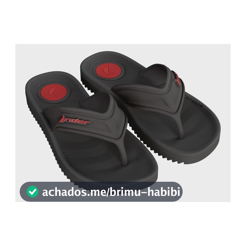 Chinelo Rider Trace Masculino 12608 Preto/preto/vermelho Liso 39.40