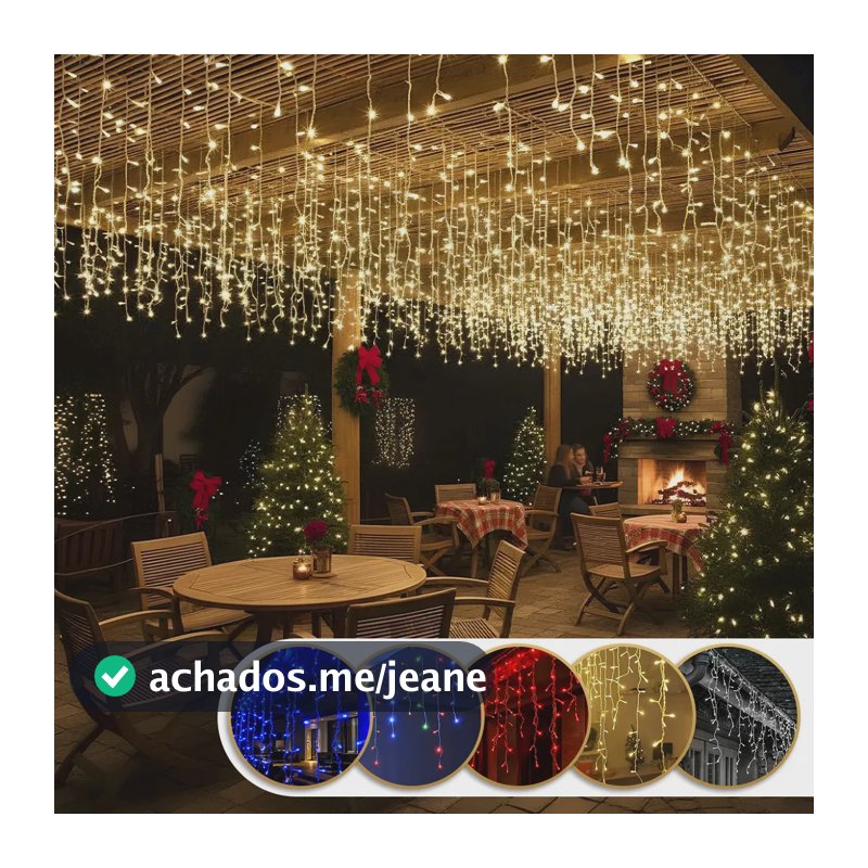 Cascata 400 Led 10m Branco Quente Luzes Fixa Aljatec Decoração Natal Prova D Agua
