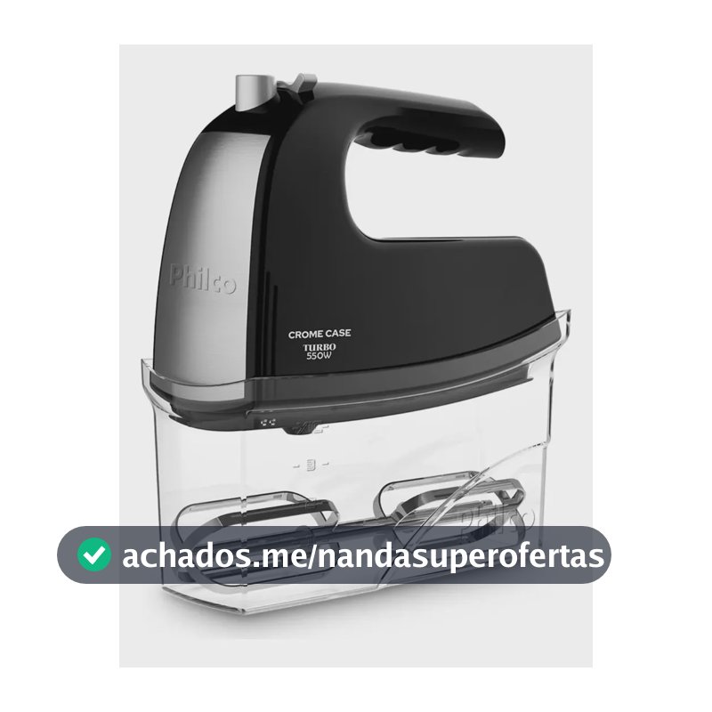 Batedeira Portátil Pbt450p Crome Case 550w Preta Philco Preto 60hz
