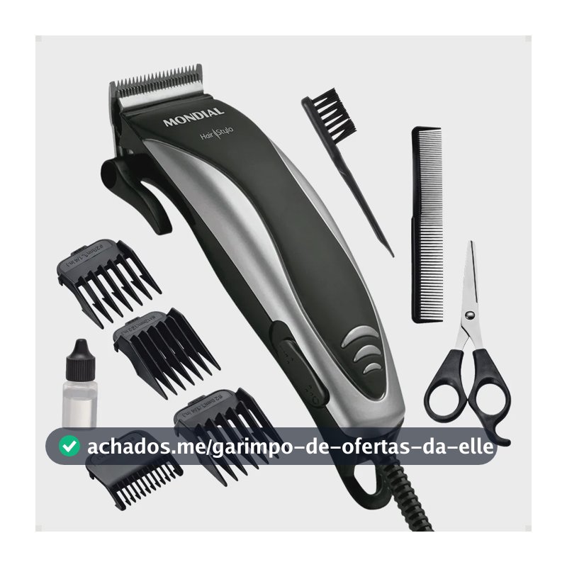 Cortador de Cabelos Hair Stylo Mondial Preto/Prata CR-02