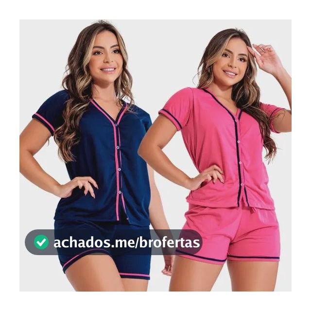 Kit 2 Pijama Curto Americano Blogueirinha Amamentação Botões
