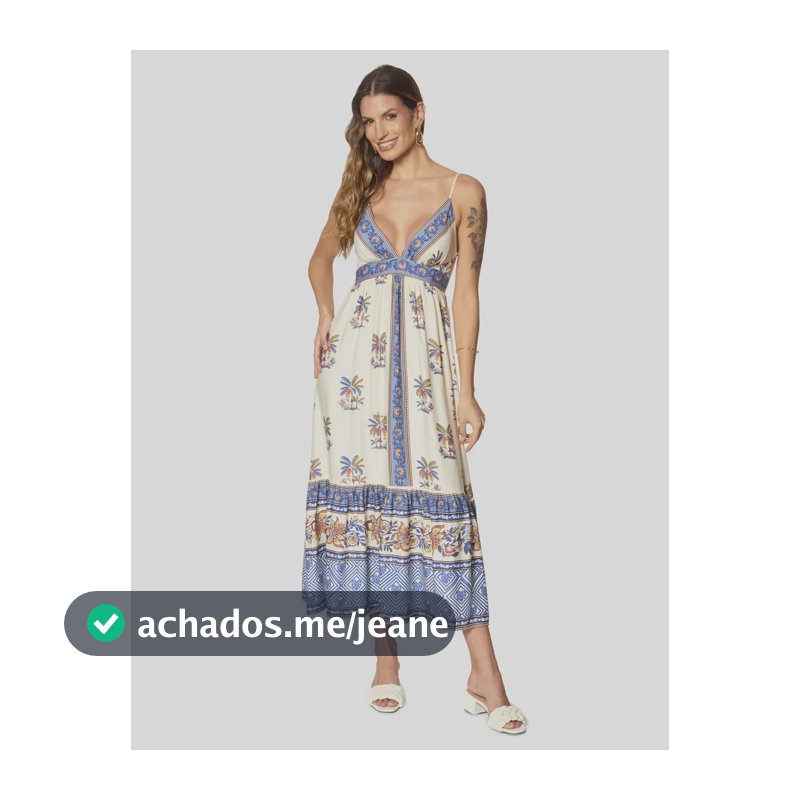 Vestido Feminino Longo Com Alças Luna Farm Luna_bg Seda Florido G