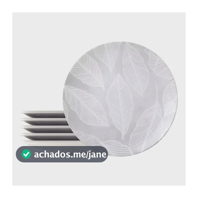 Kit De Prato Raso Em Porcelana Arbo 6 Peças Tramontina 96589037 Cinza