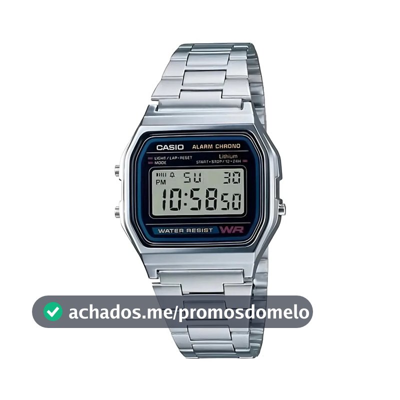 Relógio Unissex Casio Digital Esportivo A158wa-1df Prata Retrô Vintage Pulseira em Aço Inoxidável