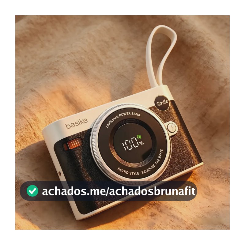 Power Bank 10000mAh 22.5W Basike Carregador Portátil com Cabos Tipo C e para iPhone – Display Digital, Ultracompacto Tamanho Cartão, Carregamento Turbo para Samsung, Motorola, Xiaomi
