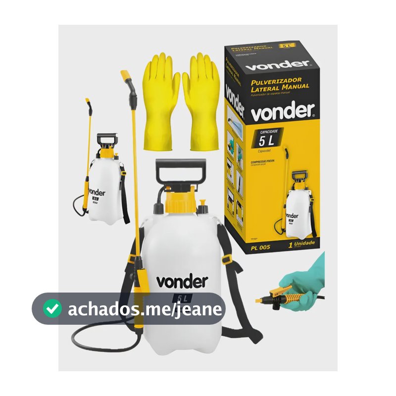 Bomba Pulverizadora Vonder Lateral 5 Litros Manual + Brindes Branco