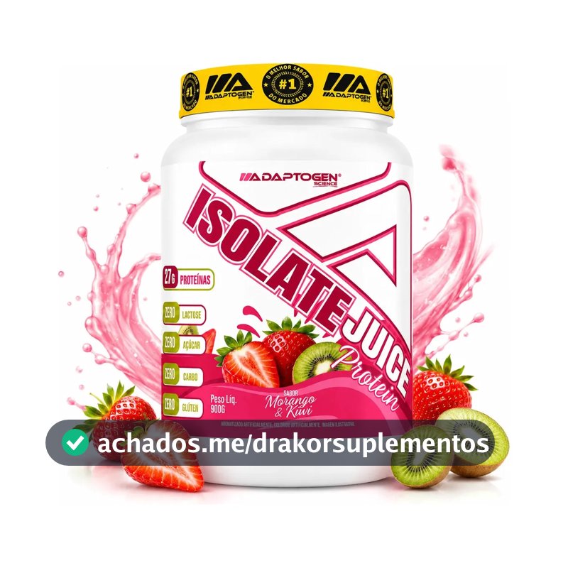 Proteína Adaptogen Isolate Juice em pó sabor Morango kiwi x 900g