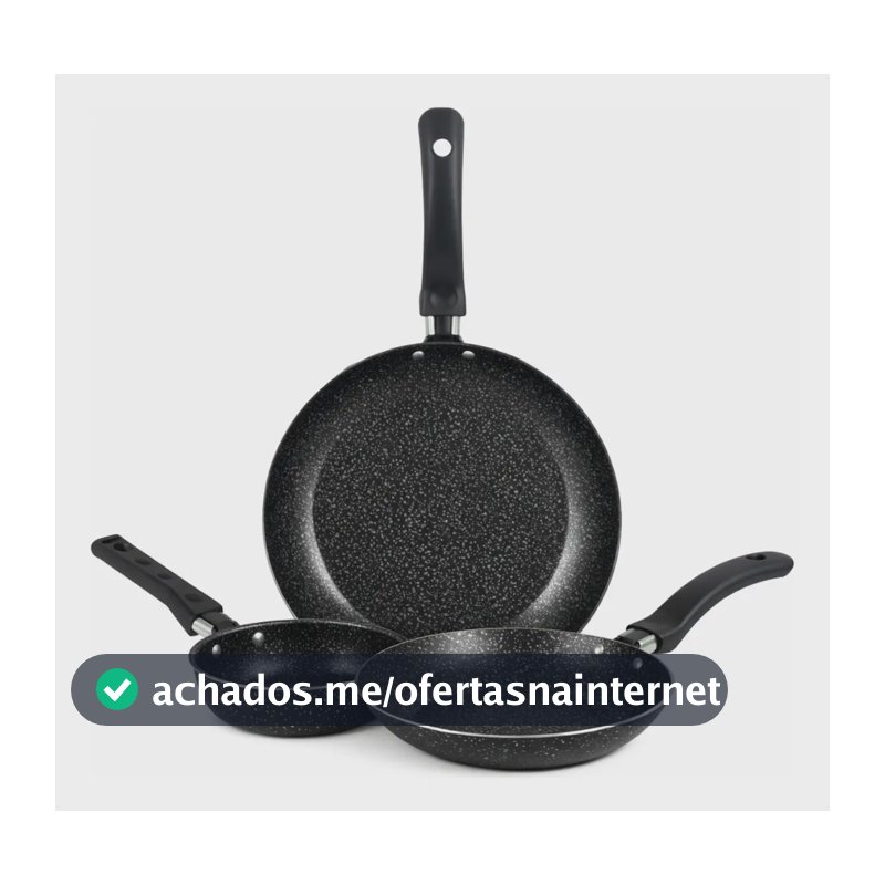 Jogo De Frigideiras Francesas 3 Peças 14 18 24cm Preto Nacional