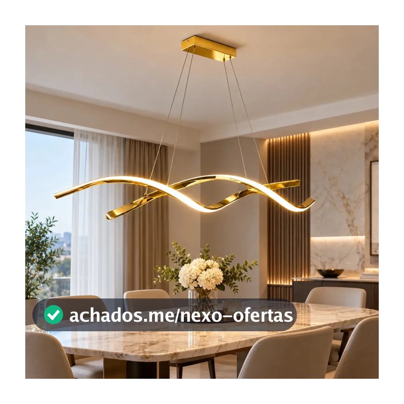 Luminária Pendente LED, Lustre Pendente Espiral DNA Dourado Moderno 24W, 3 Cores de Luz, Altura Ajustável, para Sala de Jantar, Cozinha, Ilha, Bancada, Mesa de Jantar e Quarto, Tieesa