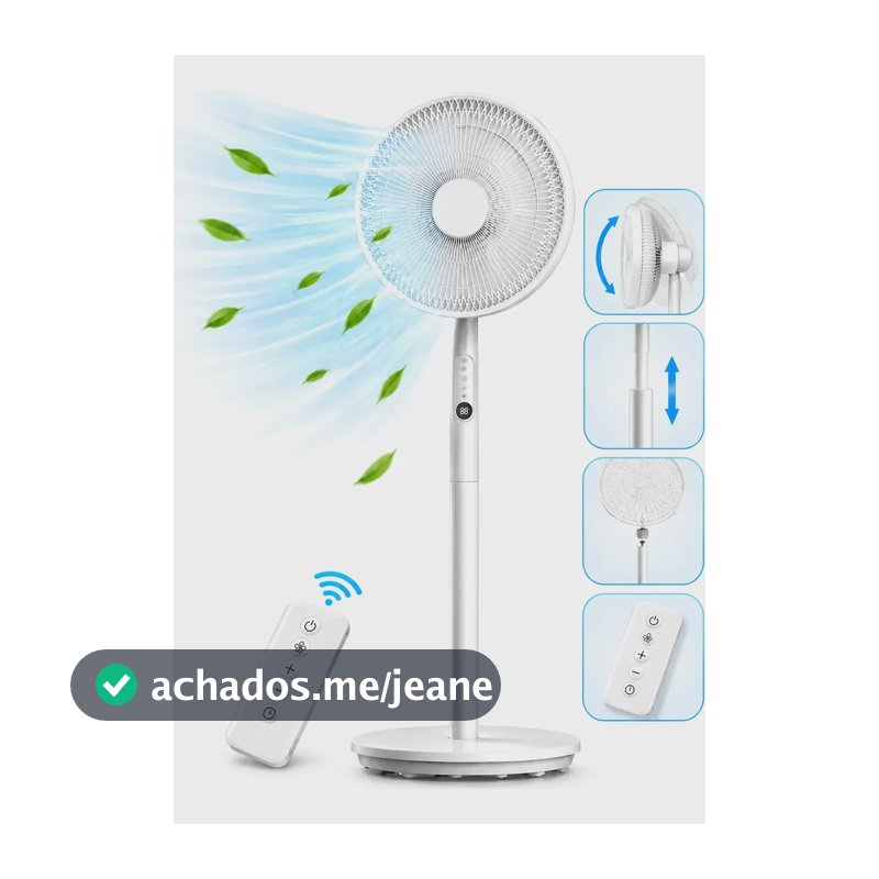 Ventilador De Pedestal 220v Silencioso Com Controle Remoto 36 Cm Branco 220v Plástico 14