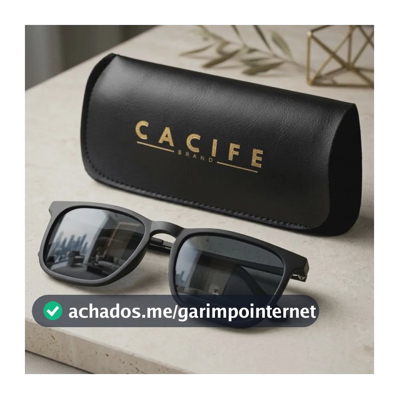 Óculos De Sol Masculino Feminino Quadrado + Case Desenho Preto Fosco