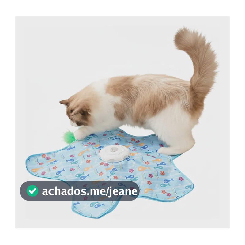 Brinquedo Interativo Gato Movimento Mouse Penas + Brinde