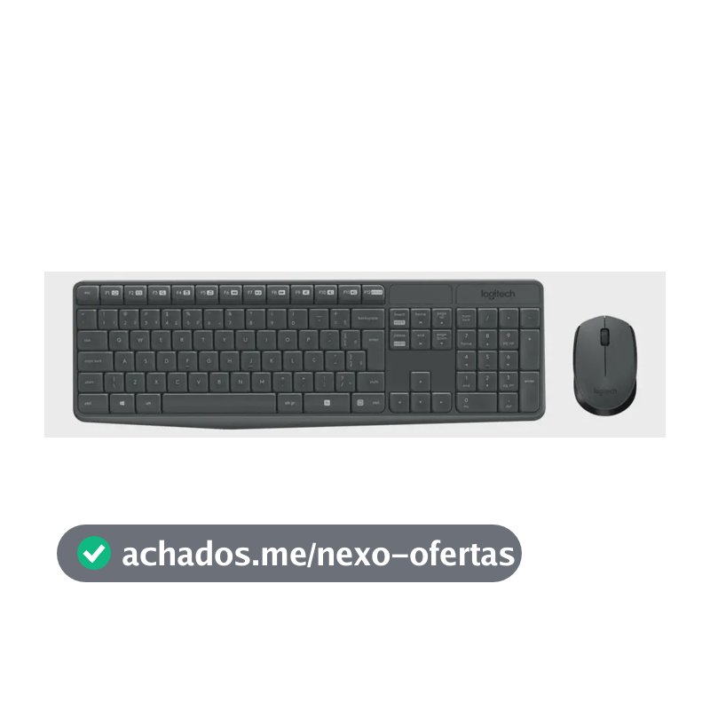 Combo Teclado e Mouse sem fio Logitech MK235 Layout ABNT2